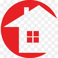 红色房屋扁平标志