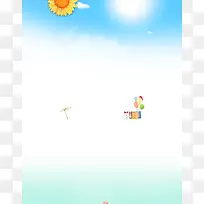 蓝天白云太阳花海报