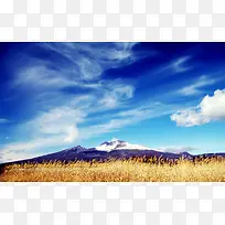蓝天白云雪山草地壁纸