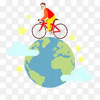 矢量男孩骑自行车环游世界