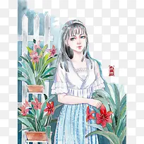水彩女孩