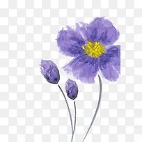 紫色手绘花朵黄色花蕊