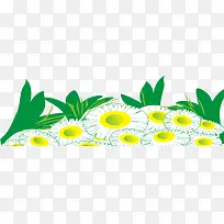 春天手绘黄色花朵绿叶