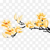 黄色卡通手绘艺术花朵