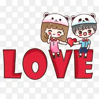 卡通love图标情侣图标