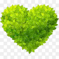 绿色精致手绘爱心树叶