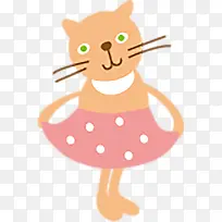 穿裙子可爱小猫卡通图