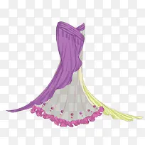 紫色手绘女生裙子