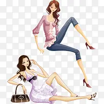 卡通美女矢量图
