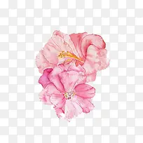 小清新简约水彩手绘粉红色花朵