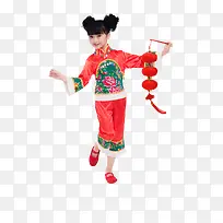 中国风小女孩春节提着灯笼