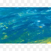 手绘颜料大海草地