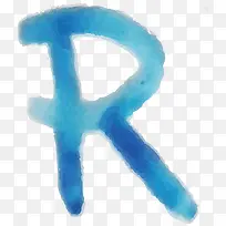 水墨英文字母R