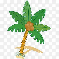 沙滩手绘植物夏日椰子树