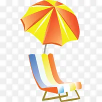 卡通沙滩沙滩椅遮阳伞