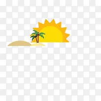 阳光沙滩棕榈树卡通插画