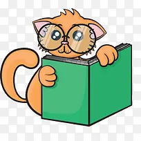 卡通猫看书