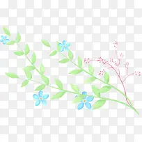 教师节绿叶蓝色花朵