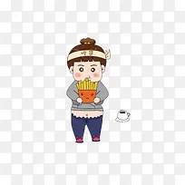 卡通吃货女孩