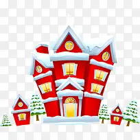 圣诞红色卡通房子