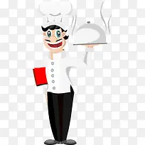 卡通拿着菜的厨师