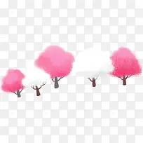 粉白色手绘秋季大树
