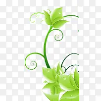 矢量手绘绿色藤蔓树叶