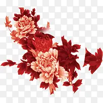 中国风红粉色花朵