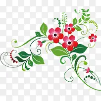 春季绿色藤蔓红色小花