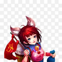 游戏原画女孩背篮子的女孩