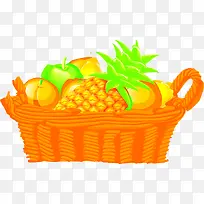 黄色编织篮子水果