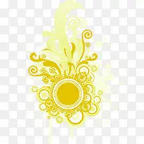 金色圆形藤蔓花纹开业