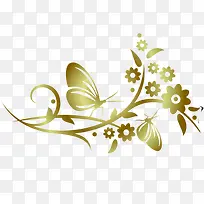 藤蔓蝴蝶金色欧式花纹