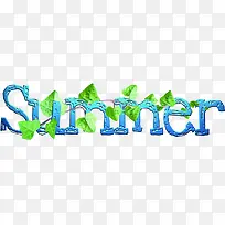 蓝色带藤蔓夏日summer