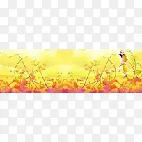 秋季金黄藤蔓背景banner