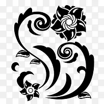 手绘黑色花卉藤蔓