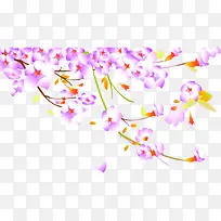手绘紫色花朵藤蔓