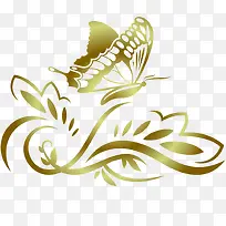 蝴蝶与藤蔓欧式花纹