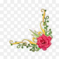 粉色花绿藤蔓边框