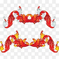 矢量红色花纹