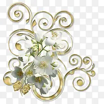 白色鲜花金色花藤