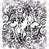 手绘黑色花纹