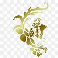 金色藤蔓蝴蝶欧式花纹