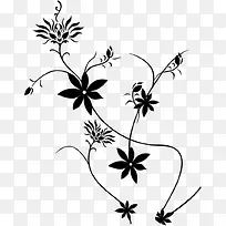 藤蔓花朵墨迹