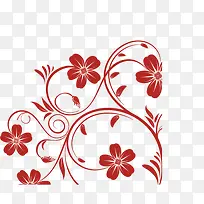 红色藤蔓花纹