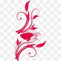 红色叶片藤蔓欧式花纹