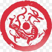 红色中国风花纹印章
