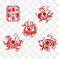 1款水墨印章和4款瓦当