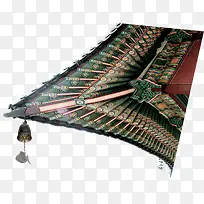 绿色砖瓦建筑飞檐印章