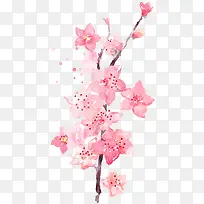 粉色手绘水彩桃花